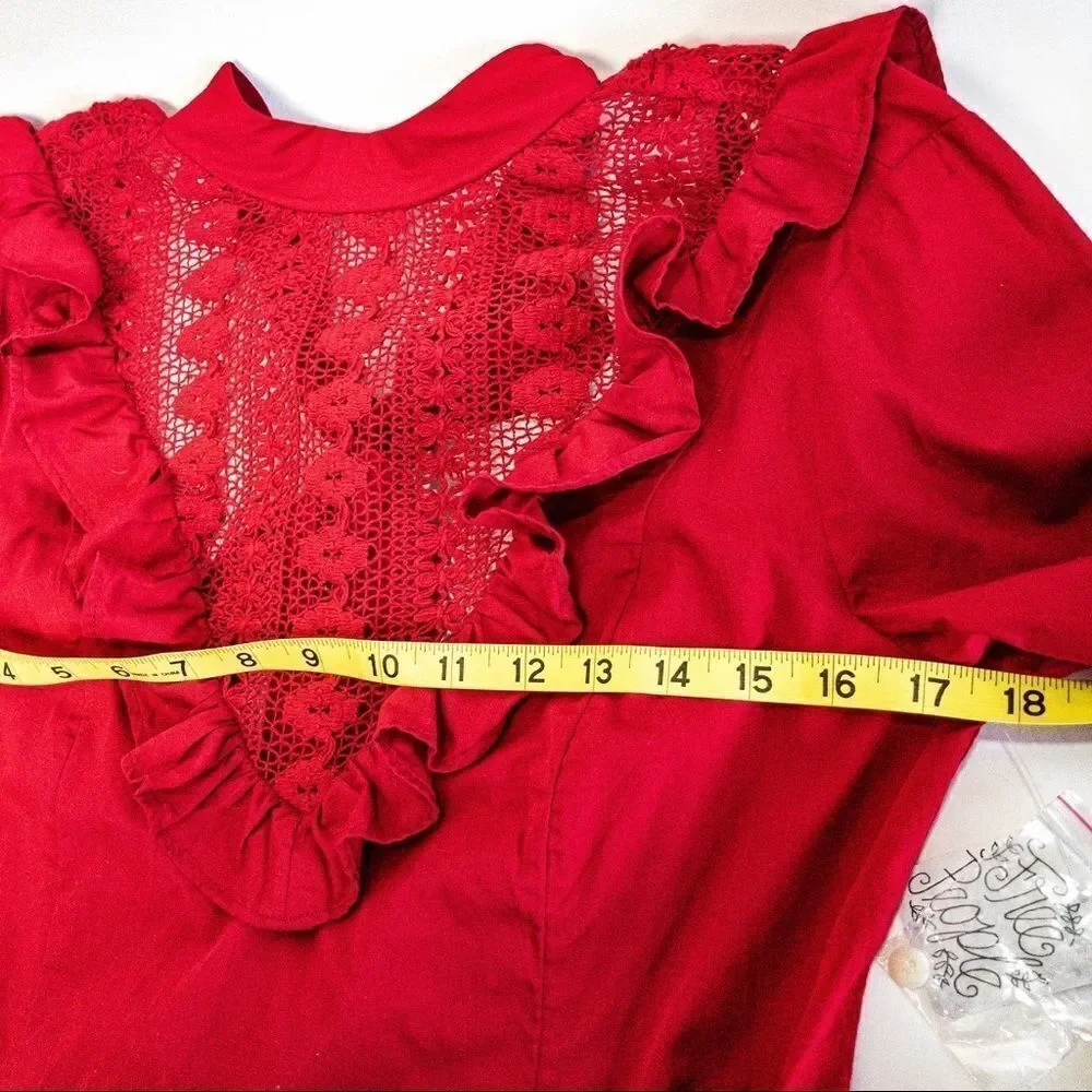 NWT Free People Red Ruffle Dress Sz XS